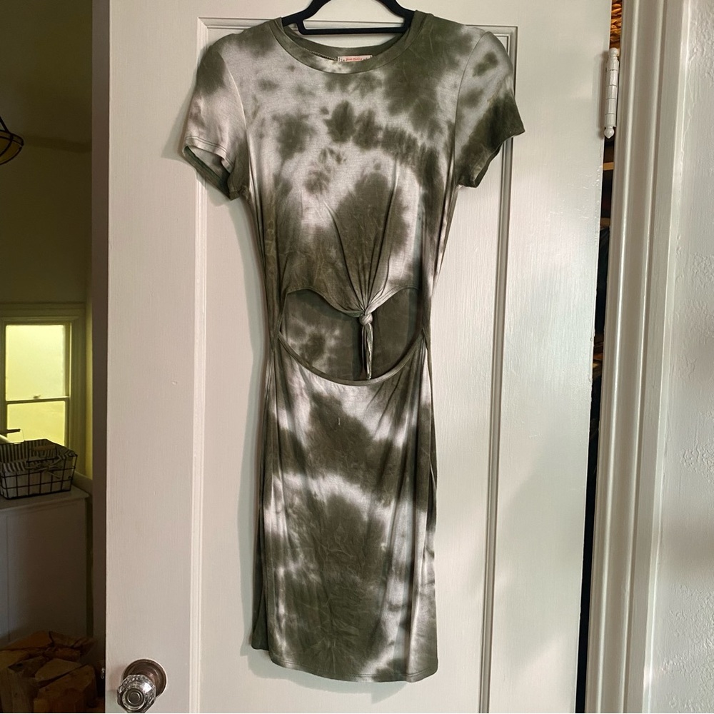 Tie dye forest green mini dress
